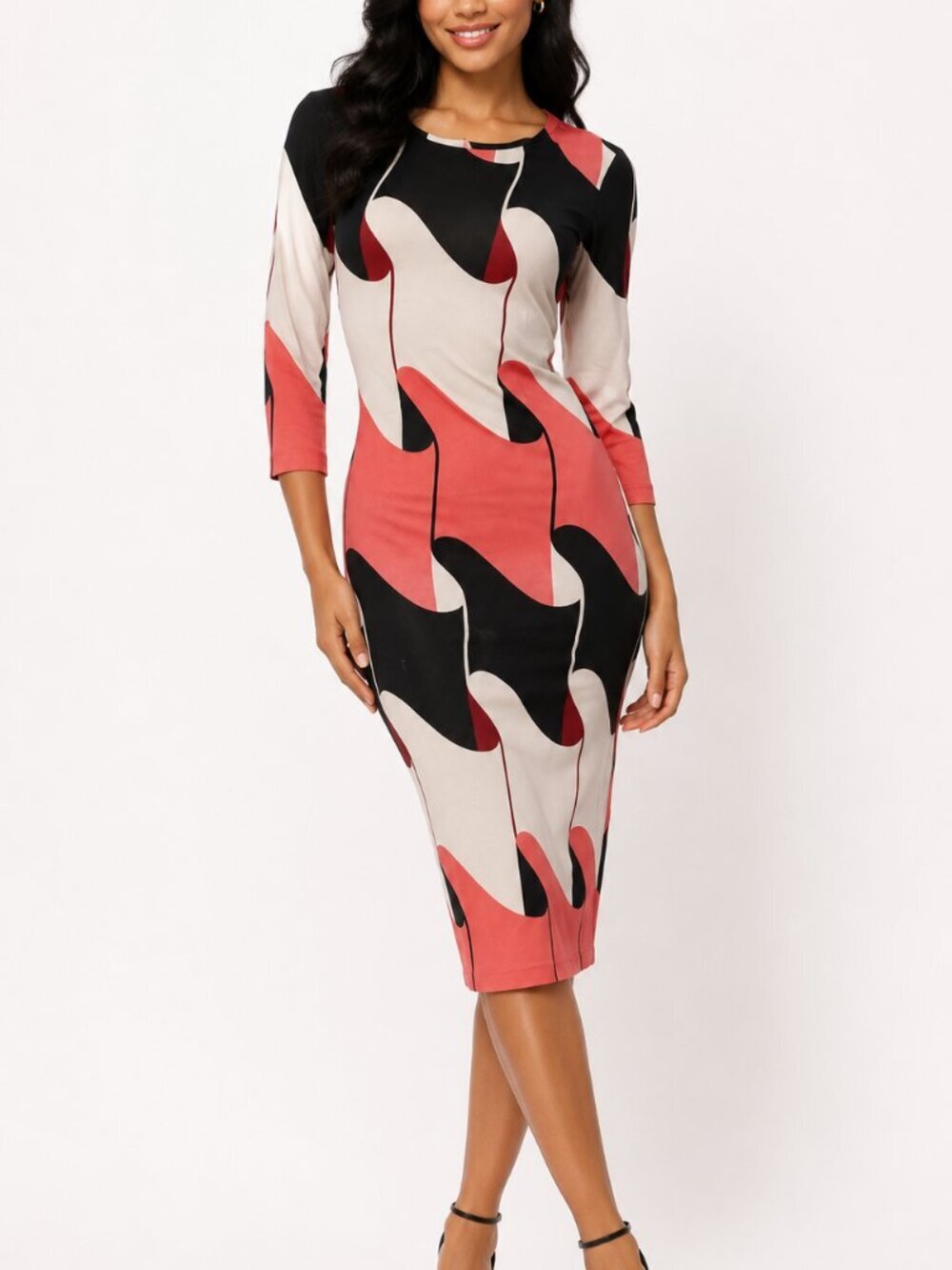 Diane von Furstenberg Saihana Geometric Mod Go Go Print Silk Midi Dress 8